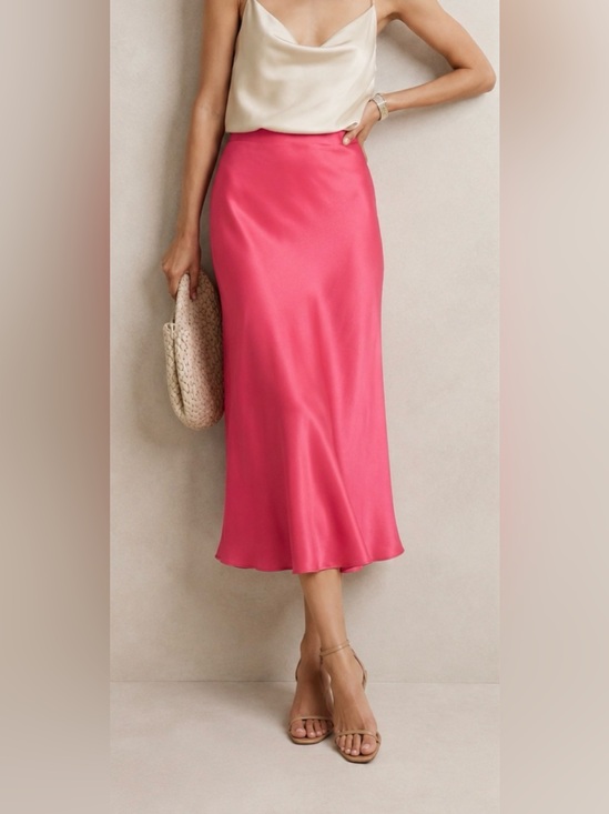 Banana Republic Dresses & Skirts - Banana Republic Satin Bias Cut Midi Skirt Pink Berry Size Small